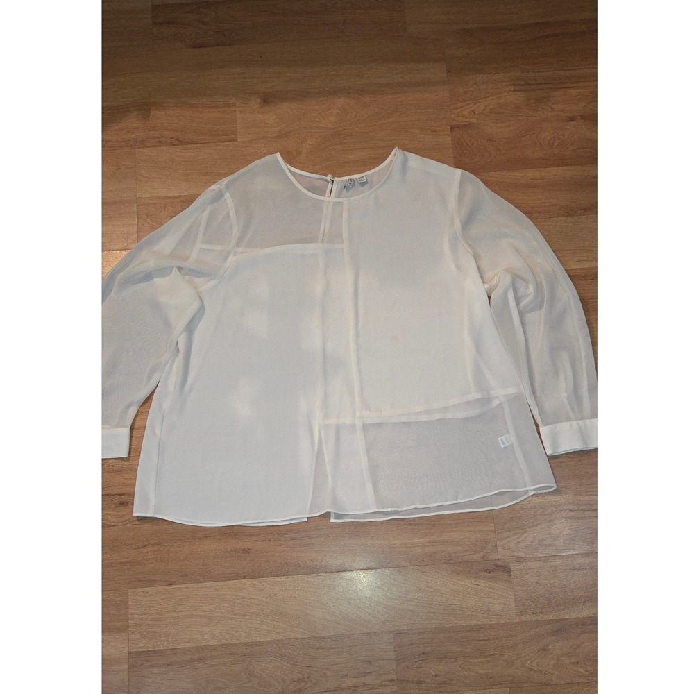 Lane Bryant Ivory White Sheer Layered Split Back Blouse Plus Size 18/20W